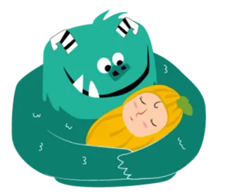 👨 Mostro, Bebè, Abbraccio, Carino, Cartone animato telegram sticker