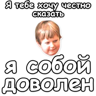 👍 Я тебе хочу честно сказать
Я собой доволен russo, texto, meme, satisfeito, rosto, menino whatsapp sticker