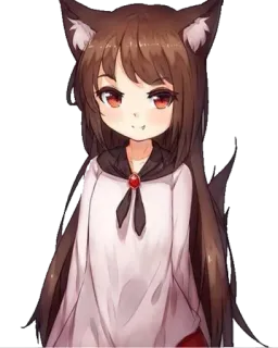 😈 Anime, Dziewczyna, Kocie uszy, Kawaii, Manga telegram sticker