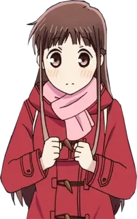 😕 Tohru Honda Fruits Basket Аниме, Персонаж, Девушка, Тору Хонда, Fruits Basket, Каваий, Шарф, Зима telegram sticker