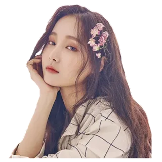 😐 donna, fiori, ritratto, bellezza, moda, coreano telegram sticker