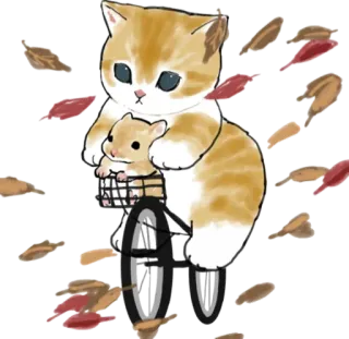 🍂 gato, hamster, bicicleta, fofo, animais, outono telegram sticker
