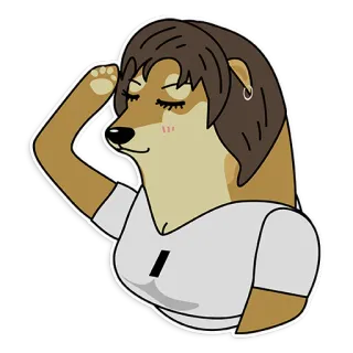 😌 doge, dog, cheems, woman, salute telegram sticker