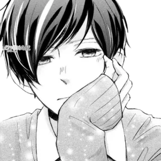 🪁 อนิเมะ, มังงะ, เด็กผู้ชาย, ตัวละคร, ขาวดำ telegram sticker