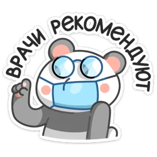 🤓 ВРАЧИ РЕКОМЕНДУЮТ Panda, Masque, Docteur, Recommandation, Santé, Médical, Dessin animé whatsapp sticker