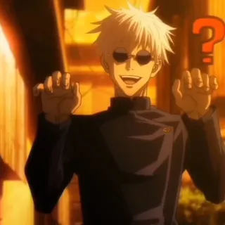 🛑 Satoru Gojo Jujutsu Kaisen Аниме, Годжо, Годжо Сатору, Jujutsu Kaisen, Вопросительный знак, Смешное whatsapp sticker
