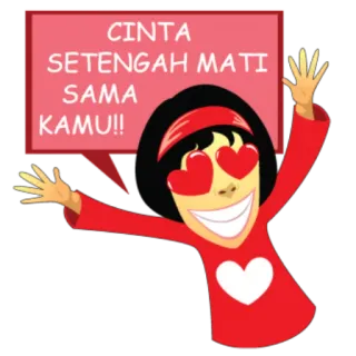 😍 CINTA SETENGAH MATI SAMA KAMU!! 愛, ハート, 漫画, インドネシア語 telegram sticker