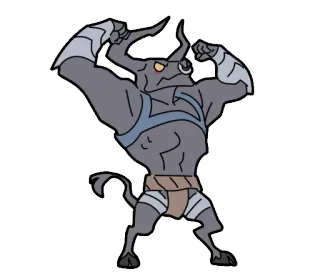 🐃 toro, músculo, minotauro, dibujo animado, animal telegram sticker