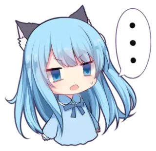 😨 อนิเมะ, หูแมว, จิบิ, ผู้หญิง, น่ารัก, สับสน telegram sticker