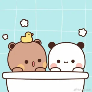 🍓 Panda, Oso, Pato, Baño, Lindo, Dibujos animados, Kawaii whatsapp sticker