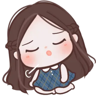 🧸 fille, mignon, endormi, dessin animé, fatigué, kawaii telegram sticker