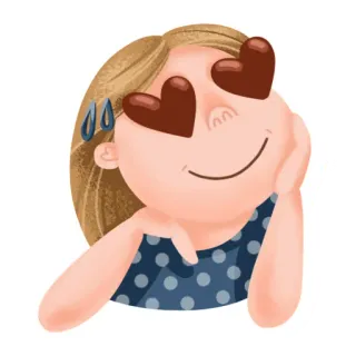 😍 Dibujo animado, Amor, Ojos de corazón, Chica, Feliz, Lindo telegram sticker