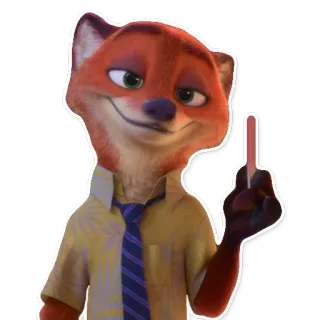 🙃 Nick Wilde Zootopia zorro, dedo corazón, ofensivo, dibujo animado, Zootopia, Nick Wilde telegram sticker