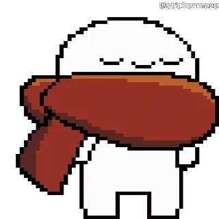 💪 sjaal, pixel art, winter, schattig, personage telegram sticker