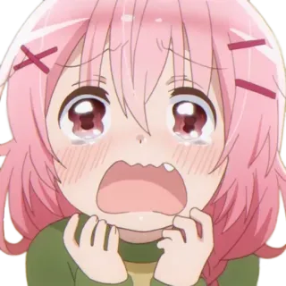😔 Anime, Pleurs, Triste, Fille, Cheveux Roses, Dessin animé whatsapp sticker
