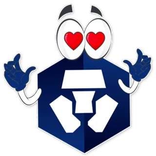 😍 criptomoeda, desenho animado, olhos de coração, amoroso, crypto.com telegram sticker
