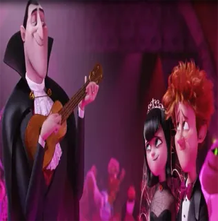🎸 Dracula, Mavis, Jonathan Hotel Transylvania Мультфильм, Вампир, Свадьба, Монстр telegram sticker