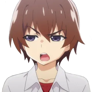 🤔 anime, personaje, enojado, chico, expresión whatsapp sticker