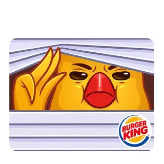 👀 pájaro, mirando, dibujos animados, Burger King, mascota, gracioso telegram sticker