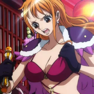 😧 Nami One Piece 动漫, 漫画, 海盗, 航海家, 草帽 telegram sticker