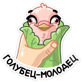 🕊 ГОЛУБЕЦ-МОЛОДЕЦ burung, kubis, makanan, lucu, stiker, kartun telegram sticker