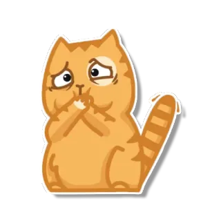 🤢 gato, triste, dibujos animados, animal, pelirrojo telegram sticker
