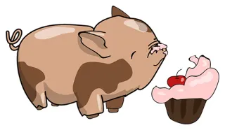 😍 cerdo, cupcake, postre, animal, comida, dulce whatsapp sticker
