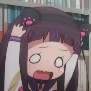 💿 anime, cat ears, frustrated, cartoon, kawaii, cute telegram sticker