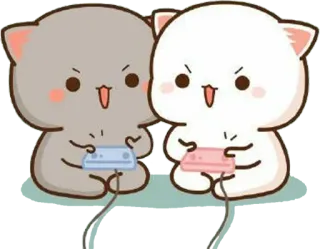 🎮 chat, jeu, manette, dessin animé, mignon whatsapp sticker