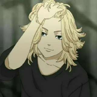 😏 Anime, Personaje, Pelo rubio, Sonrisa, Arte telegram sticker