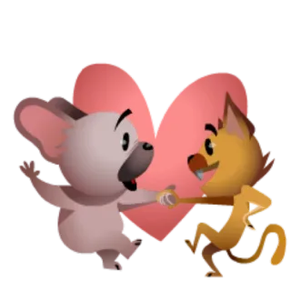 👨 coala, gato, amor, coração, desenho animado, amizade telegram sticker