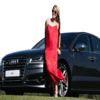 🚘 woman, car, dress, audi, s8, automobile telegram sticker