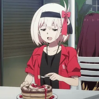 π Anime, Ragazza, Mangiare, Torta, Carina, Cartone animato whatsapp sticker