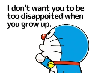 👍 Doraemon I don't want you to be too disappoited when you grow up. Doraemon, Anime, Kreskówka, Słodki, Smutny, Rozczarowany telegram sticker