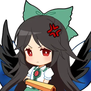 😒 chibi, anime, angry, character, touhou project telegram sticker