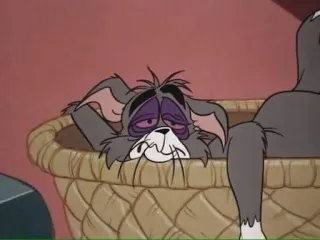 🤒 Tom Cat Tom and Jerry Cartoon, Katze, Erschöpft, Müde, Korb, Faul whatsapp sticker