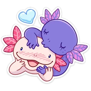 ❤️ Axolotl, niedlich, kawaii, Aufkleber, Cartoon, Tier telegram sticker