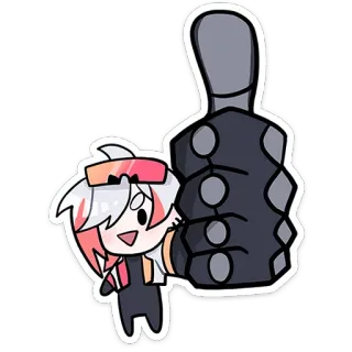 👍 Anime, Cartoon, Sticker, Duim omhoog, Leuk telegram sticker