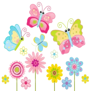 Ⓜ️ Schmetterling, Blumen, Natur, Frühling, Bunt whatsapp sticker