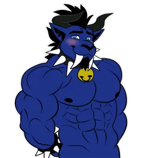 ☺️ Furry, Anthro, Musculeus, Cartoon, Blauw, Monster, Fantasy telegram sticker