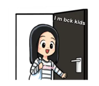 👋 I m bck kids мультфильм, дверь, студент, приветствие, добро пожаловать telegram sticker