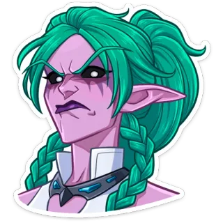 😕 elf, fantasy, female, cartoon, portrait telegram sticker