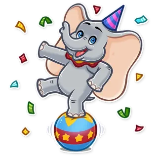 🥳 Dumbo Elefant, Cartoon, Süß, Zirkus, Tier whatsapp sticker