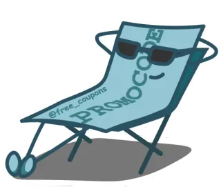 😎 @free_coupons PROMOCODE coupon, promotion, réduction, été, chaise de plage, lunettes de soleil, relaxation telegram sticker