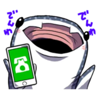 📞 Tiburón ballena, dibujos animados, teléfono, animal, pegatina telegram sticker