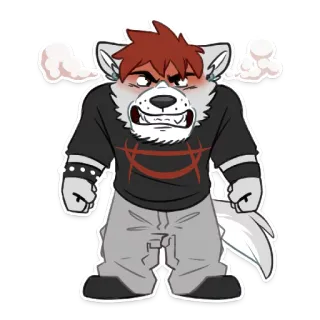 😡 furry, angry, wolf, character, punk, anarchy whatsapp sticker