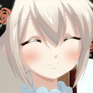 🦩 Anime, Ragazza, Sorriso, Carino, Felice, Cartone animato, Personaggio whatsapp sticker