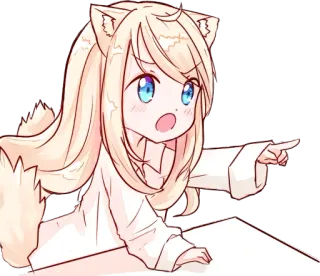 😳 Anime, Dessin animé, Catgirl, Pointer, Mignon whatsapp sticker