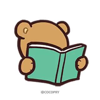 📖 ours, lecture, livre, animal, dessin animé whatsapp sticker