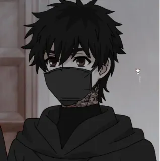 🖤 Аниме, Персонаж, Худи, Маска, Тату, Эстетика telegram sticker
